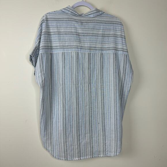 OAT Blue Striped Button-Down Top NWT Size Large - Picture 5 of 10